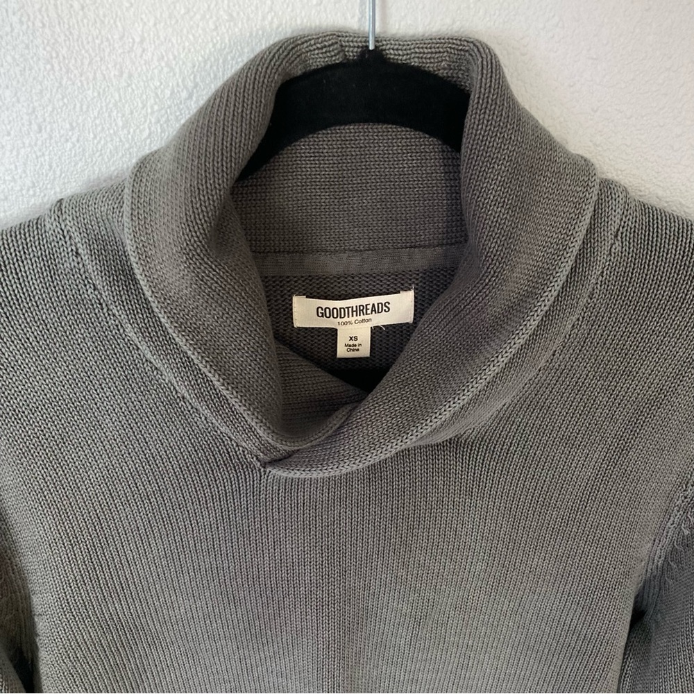 Men’s Gray Cotton Shawl Collar Pullover Sweater - XS - Picture 2 of 3